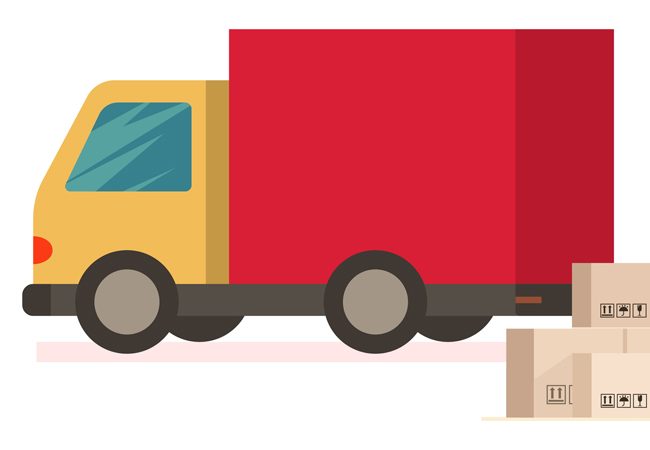 Cartoon moving truck and boxes