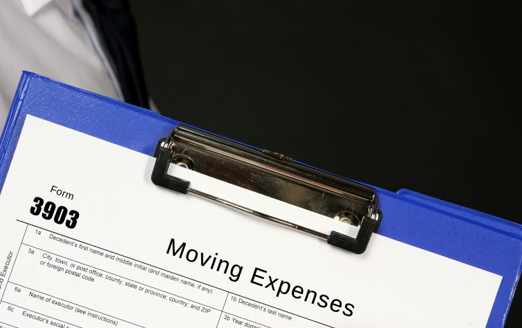 clipboard with form titled moving expenses