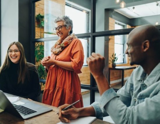 coworkers collaborating in an office setting