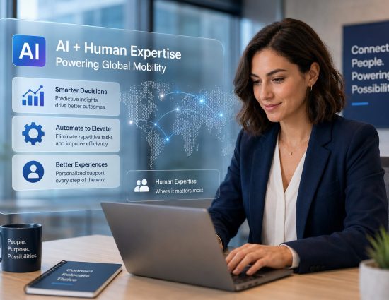 Global mobility professional using AI tools to streamline employee relocation workflows