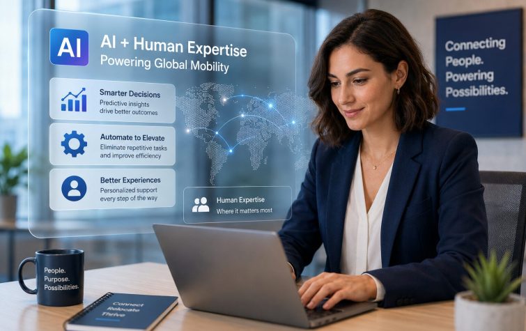 Global mobility professional using AI tools to streamline employee relocation workflows