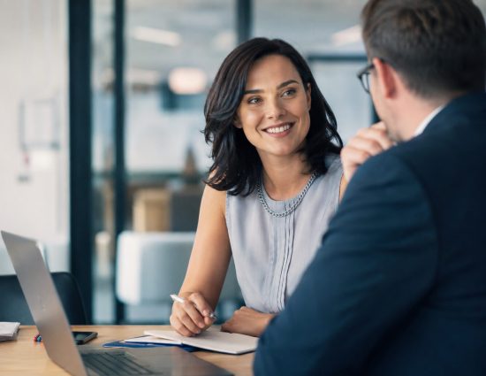 HR professional meeting with a relocation management company representative